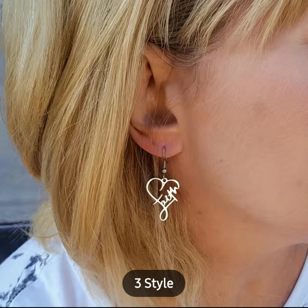 NWT Faith Heart Earrings - Picture 2 of 3